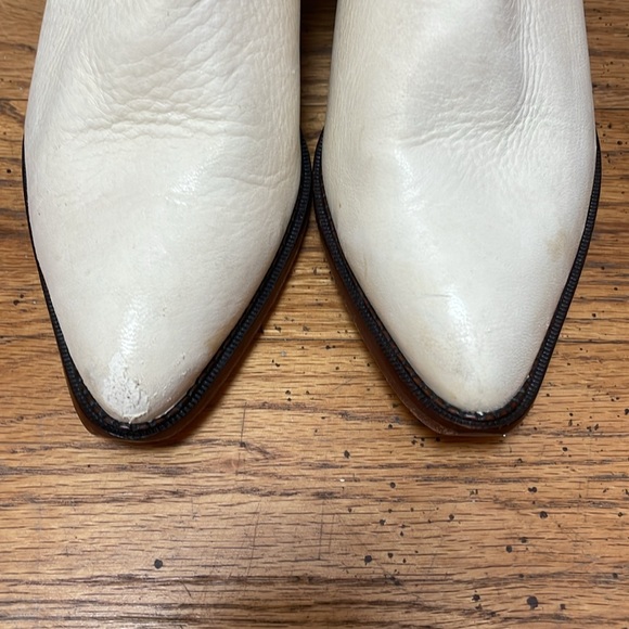 White Leather Beaded Cowboy Boots - Picture 3 of 9